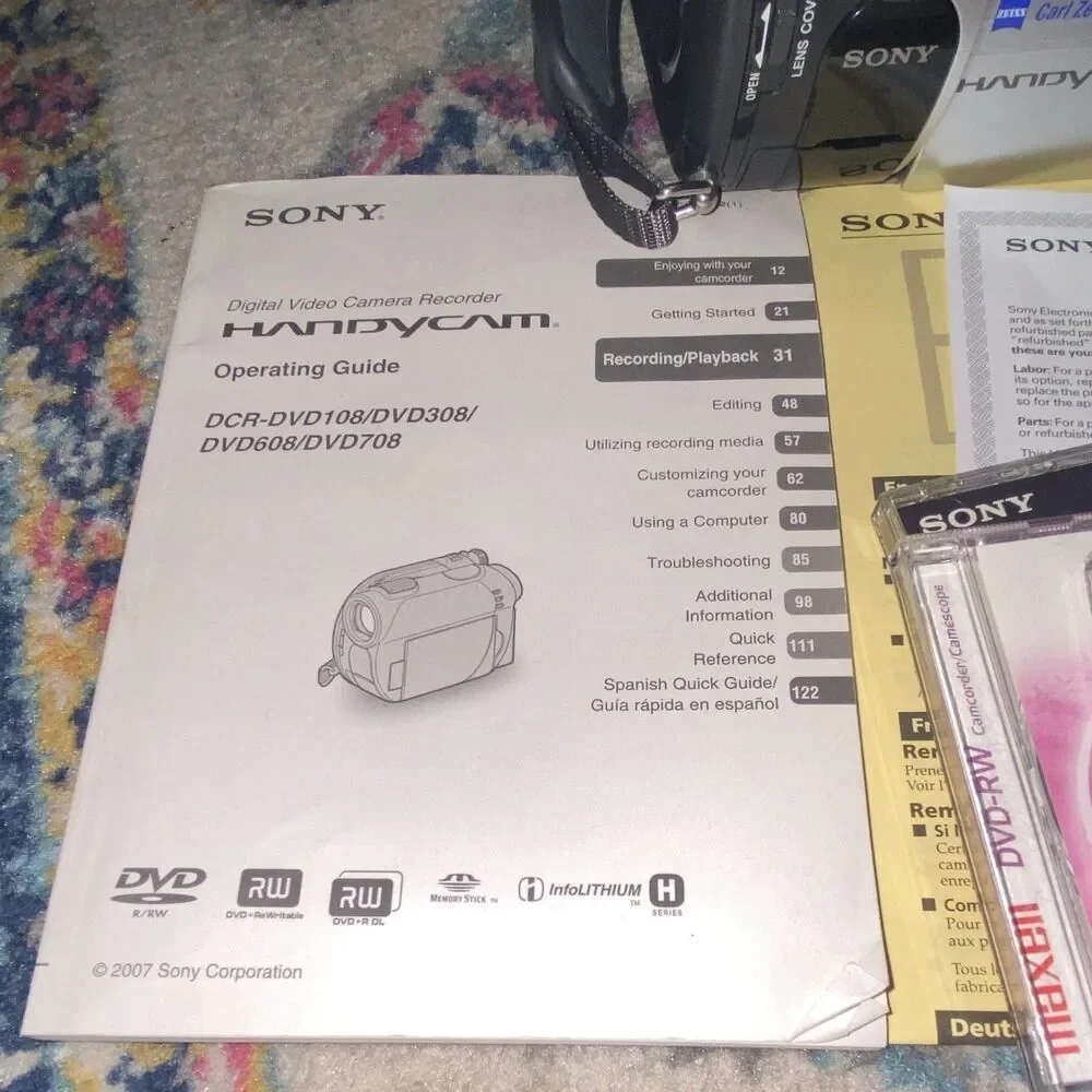 Sony Handycam DCR-DVD108 DVD-RW Handheld Camcorder NO BATTERY UNTESTED